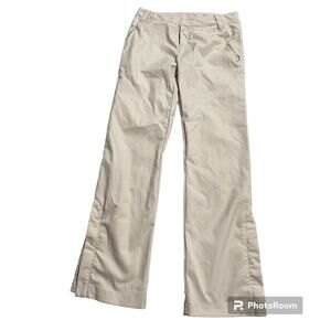 Nike Performance Pants Womens Small Golf Hiking Stretch Zip Pocket Cream Khaki